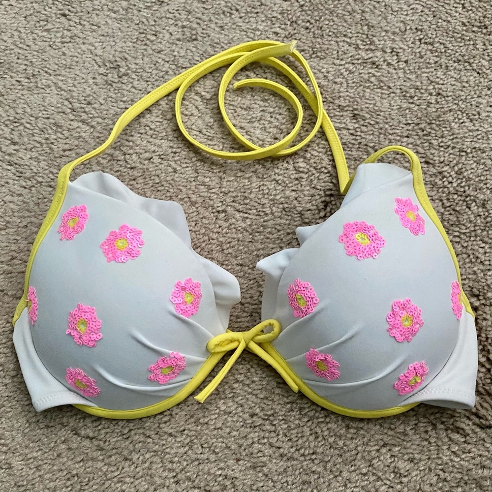 Victoria Secret Padded Sequin Flower Bikini Top